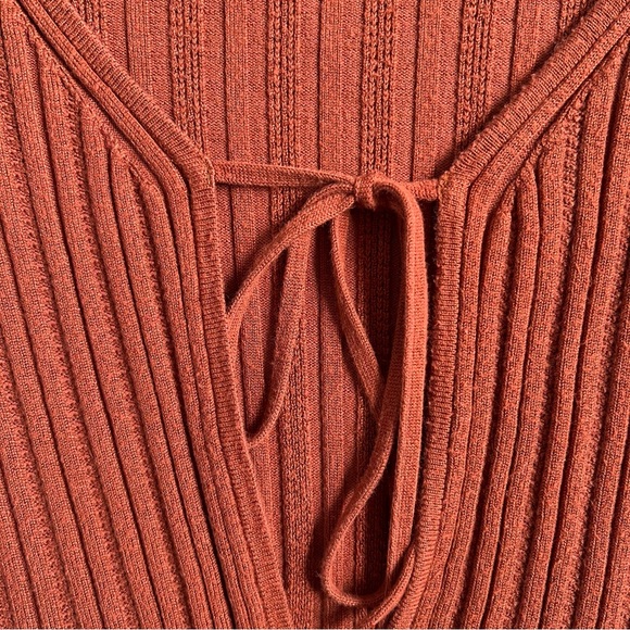 ABERCROMBIE AND FITCH BURNT ORANGE TIE FRONT LONG SLEEVE SWEATER/CARDIGAN XS - Picture 6 of 7